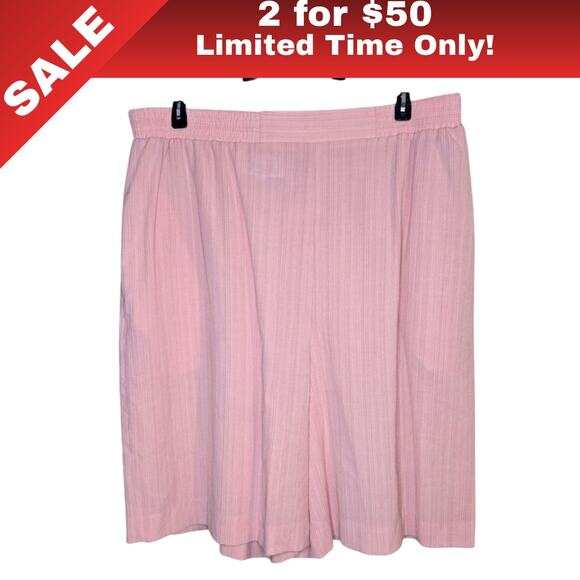 [Sale: 2 for $50!] Joyce Pink Pleated Shorts Elastic Waist High Rise L 0232 - Picture 1 of 8
